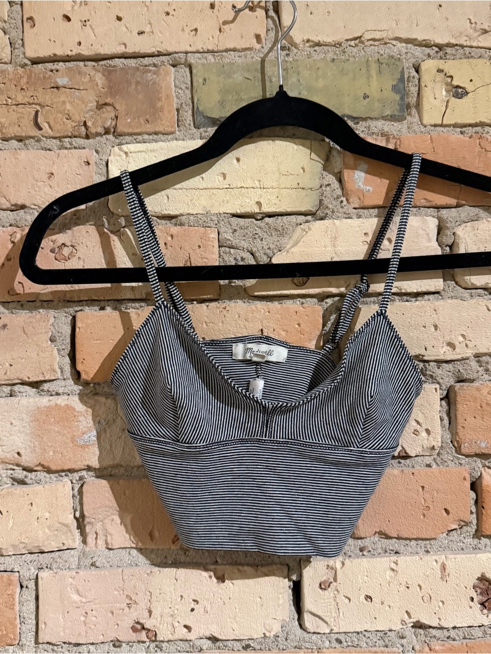 Madewell striped black and white crop top bralette Size XXS